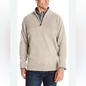 Dockers Men's Cream Quarter Zip Sweater 100% Cotton